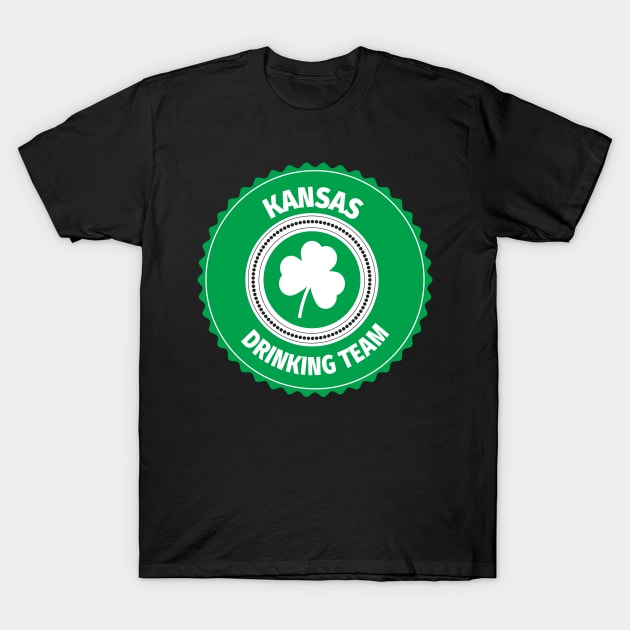 Kansas Drinking Team Lucky St Patrick's Day Shamrock T-Shirt by ChangeRiver